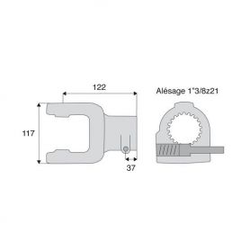 Machoire cannelée avec dimensions croisillon 30.2x92