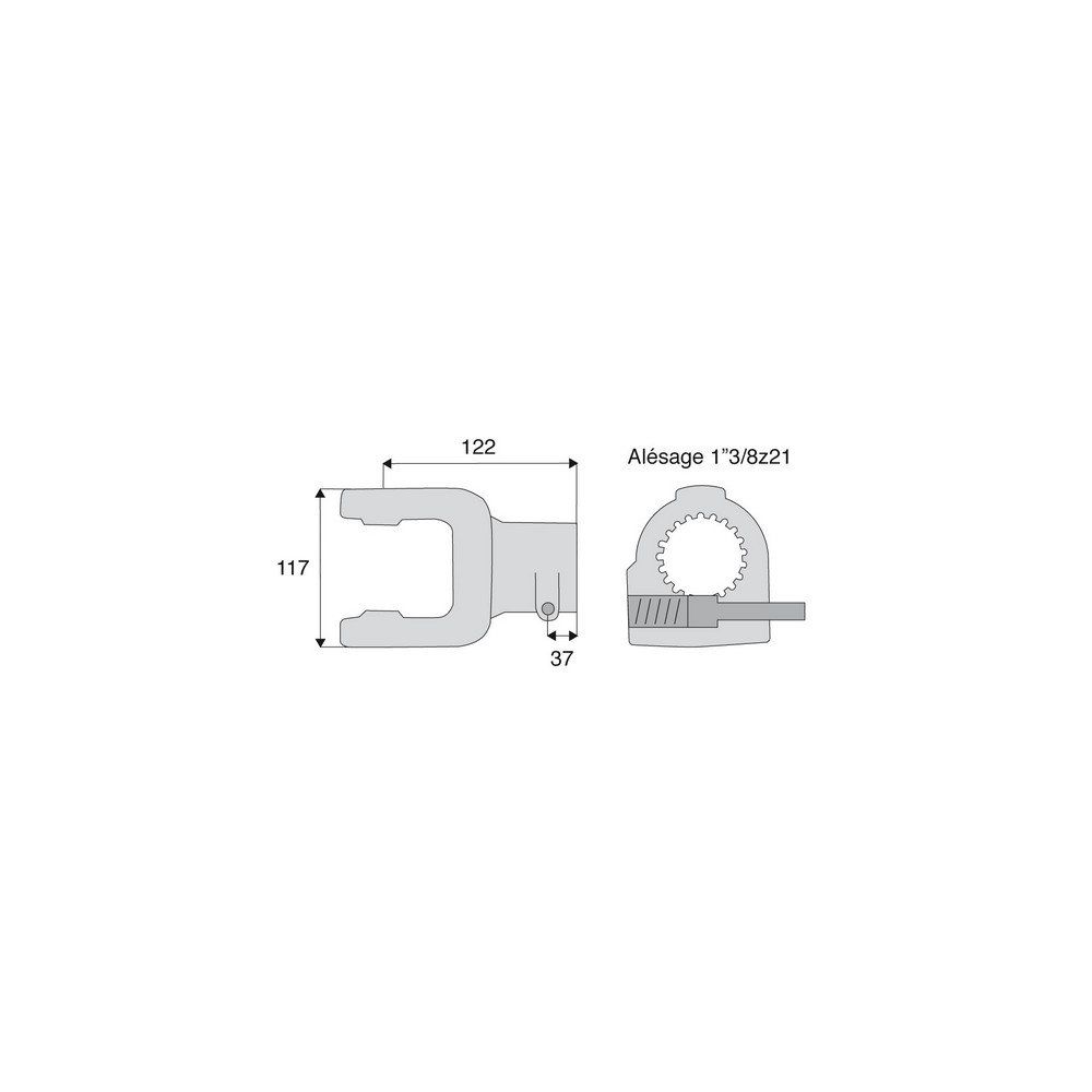 Machoire cannelée avec dimensions croisillon 30.2x92