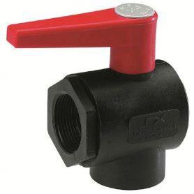 Vanne 2 voies polypro 1/2'' F équerre