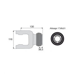 Mâchoire cannelée 35x94mm - Fixation à billes - 1"3/8z21 - Benzi Mâchoire cannelée 35x94mm - Fixation à billes - 1"3/8z21 - Benzi