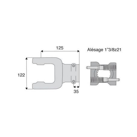 Mâchoire cannelée 35x106.5 mm - Fixation poussoirs - 1"3/8z21 - Benzi Mâchoire cannelée 35x106.5 mm - Fixation poussoirs - 1"3/8z21 - Benzi