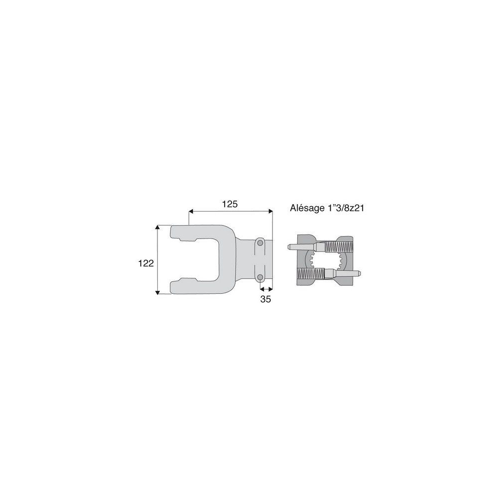 Machoire cannelée avec dimensions croisillon 35x106.5
