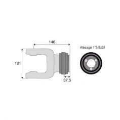 Mâchoire cannelée 35x106.5mm - Fixation à billes - 1"3/8z21 Longueur 146 mm - Benzi