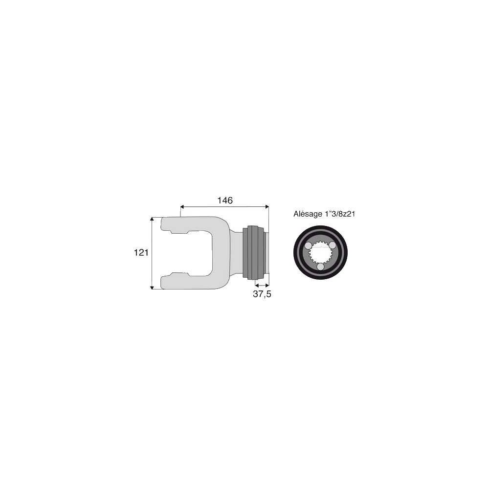 Machoire cannelée avec dimensions croisillon 35x106.5
