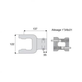 Machoire cannelée avec dimensions croisillon 41x108