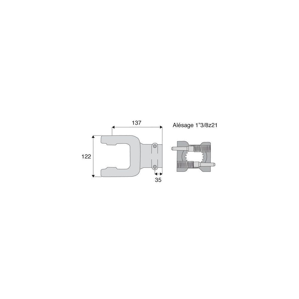Machoire cannelée avec dimensions croisillon 41x108