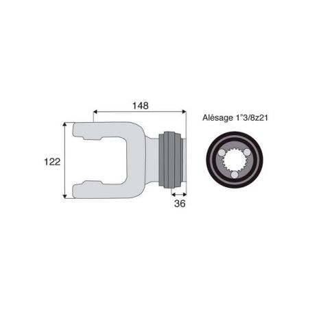 Mâchoire cannelée 41x108mm - Fixation à billes - 1"3/8z21 - Benzi