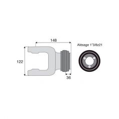 Mâchoire cannelée 41x108mm - Fixation à billes - 1"3/8z21 - Benzi