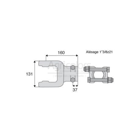 Mâchoire cannelée 41x118mm - Fixation à boulon sécant - 1"3/8z21 - Benzi