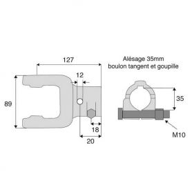 Machoire alésée avec dimensions croisillon 30.2x80