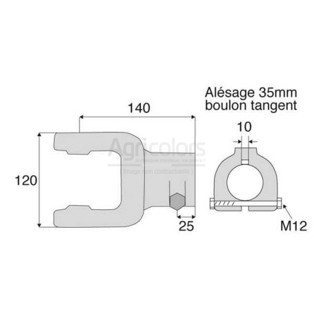 Machoire alésée de transmission avec dimensions croisillon 34x106.5 Machoire alésée de transmission avec dimensions croisillon 34x106.5