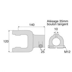 Machoire alésée de transmission avec dimensions croisillon 34x106.5 Machoire alésée de transmission avec dimensions croisillon 34x106.5