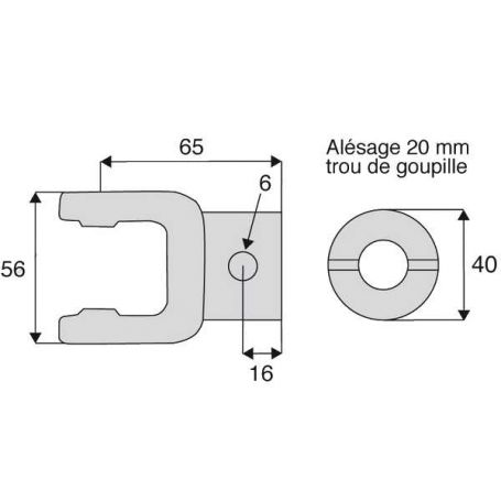 Machoire alésée avec dimensions croisillon 18x47 Machoire alésée avec dimensions croisillon 18x47