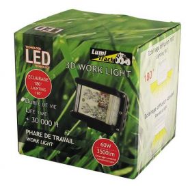 PHARE DE TRAVAIL LED PUISSANT ECLAIRAGE 3D 60W