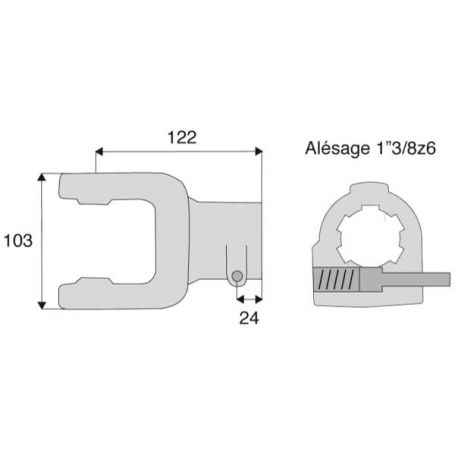 Mâchoire cannelée avec dimensions croisillon 36x89 Mâchoire cannelée avec dimensions croisillon 36x89
