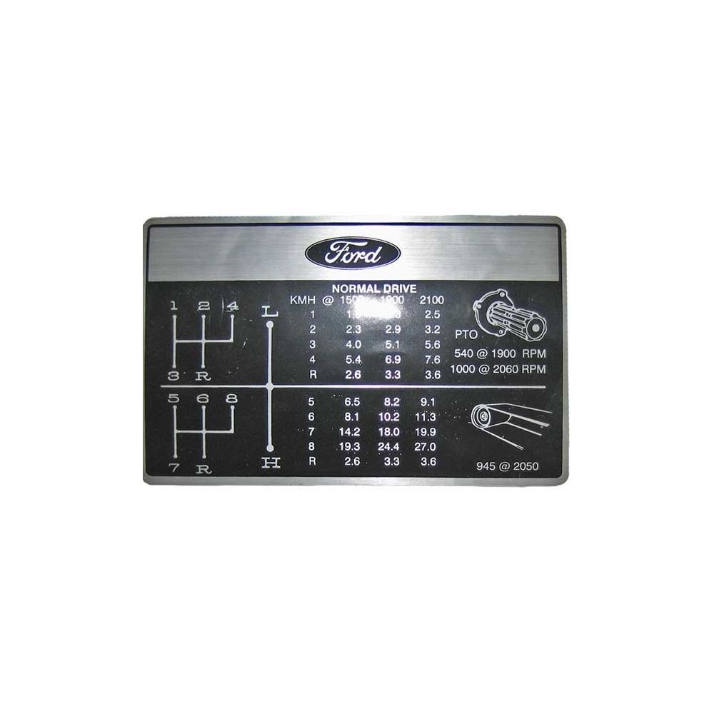 Autocollant «Tableau de changement de vitesse du 6600» réf. D3NN7B292C - Ford New Holland