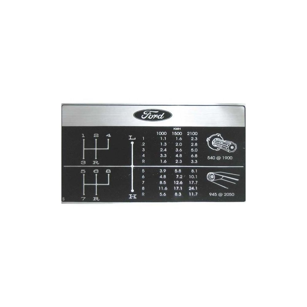 Autocollant «Tableau de changement de vitesse du 6600» réf. D0NN7B292S - Ford New Holland