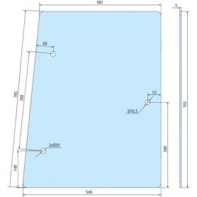 Vitre latérale L & R Deutz Agroprima Agroxtra DX3 pour DEUTZ