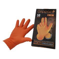Boîte de 50 gants nitrile "GRIPPAZ" orange Taille XL Boîte de 50 gants nitrile "GRIPPAZ" orange Taille XL