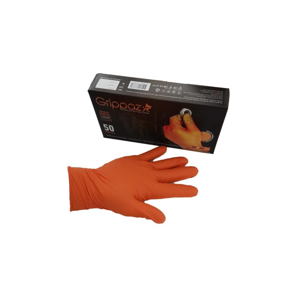 Boîte de 50 gants nitrile "GRIPPAZ" orange Taille XL