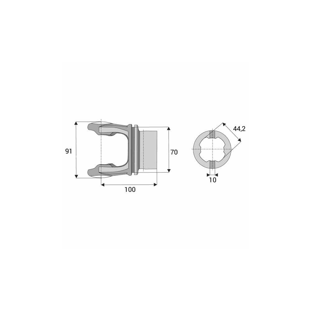 Mâchoire tube quadrilobé S5  pour croisillon 30.2x80