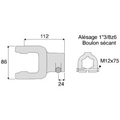 Mâchoire cannelée avec dimensions croisillon 32x76 Mâchoire cannelée avec dimensions croisillon 32x76