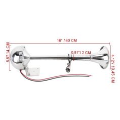 Trompette klaxon puissant 12V INOX sans compresseur Trompette klaxon puissant 12V INOX sans compresseur