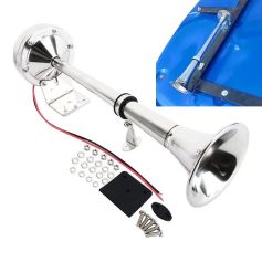 Trompette klaxon puissant 12V INOX sans compresseur Trompette klaxon puissant 12V INOX sans compresseur
