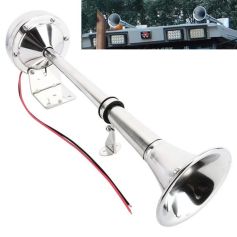 Trompette klaxon puissant 12V INOX sans compresseur Trompette klaxon puissant 12V INOX sans compresseur