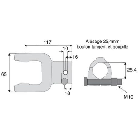 Mâchoire alésée lisse 25.4 mm pour croisillon 22x54 - Benzi Mâchoire alésée lisse 25.4 mm pour croisillon 22x54 - Benzi