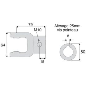 Mâchoire alésée claveté 8 mm pour croisillon 22x54 - Benzi
