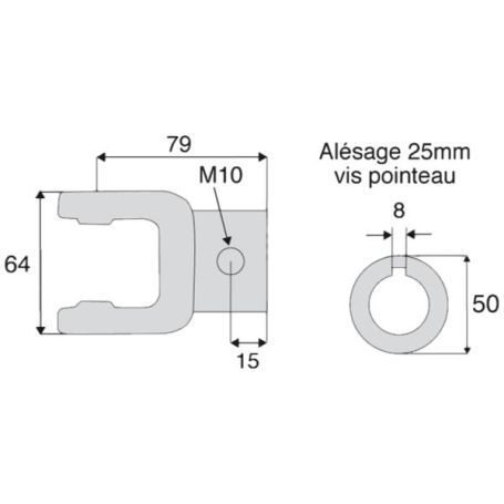 Mâchoire alésée claveté 8 mm pour croisillon 22x54 - Benzi Mâchoire alésée claveté 8 mm pour croisillon 22x54 - Benzi