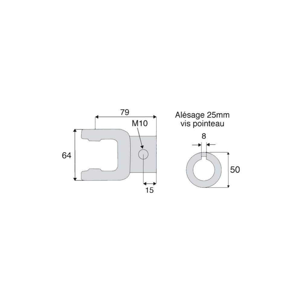Mâchoire alésée claveté 8 mm pour croisillon 22x54 - Benzi