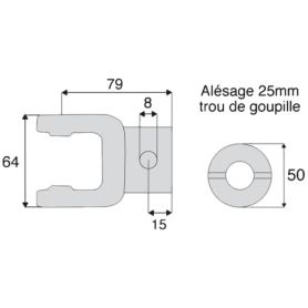 Mächoire alésée lisse 25 mm pour croisillon 22x54 - Benzi