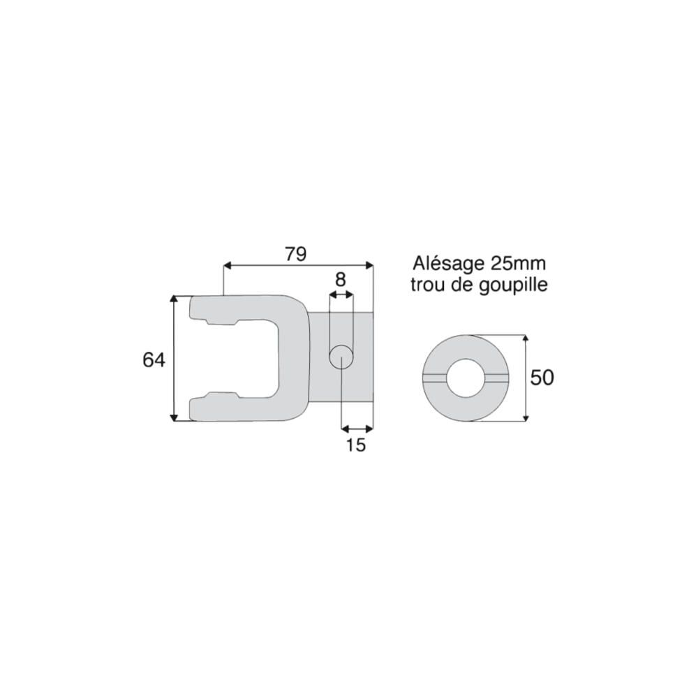 Mächoire alésée lisse 25 mm pour croisillon 22x54 - Benzi