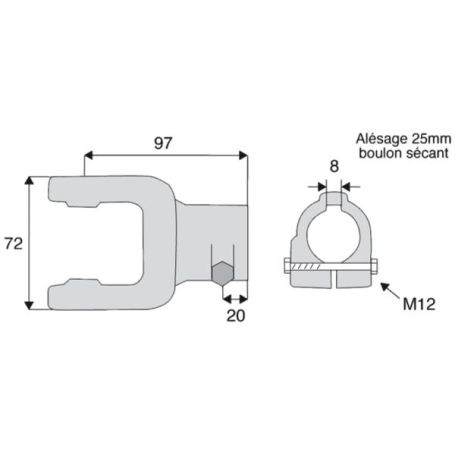 Mâchoire alésée claveté 8 mm pour croisillon 23.8x61.3 - Benzi Mâchoire alésée claveté 8 mm pour croisillon 23.8x61.3 - Benzi