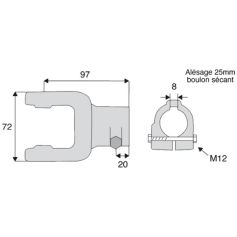 Mâchoire alésée claveté 8 mm pour croisillon 23.8x61.3 - Benzi Mâchoire alésée claveté 8 mm pour croisillon 23.8x61.3 - Benzi