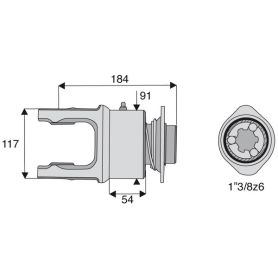 Roue libre rotation gauche avec alésage 1"3/8z6 croisillon 35x106.5