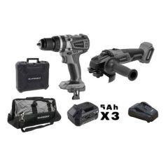 Pack perceuse visseuse à percussion + meuleuse + batterie Pack perceuse visseuse à percussion + meuleuse + batterie