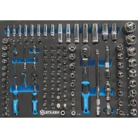 Servante d'atelier 5 tiroirs compacte avec 152 outils Stilker