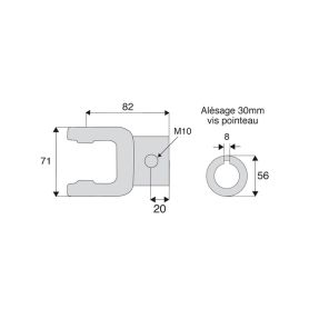 Machoire alésée avec dimensions croisillon 23.8x61.3