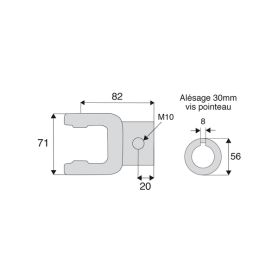 Machoire alésée avec dimensions croisillon 23.8x61.3