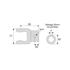 Machoire alésée L2/L23 avec dimensions croisillon 23.8x61.3 Machoire alésée L2/L23 avec dimensions croisillon 23.8x61.3