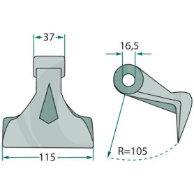 Marteau cuillere OEM réf. 6061900 - Kuhn