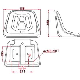 Siège standard sans suspension largeur 485 mm