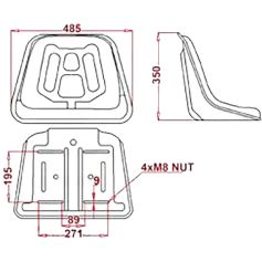 Siège standard sans suspension largeur 485 mm Siège standard sans suspension largeur 485 mm