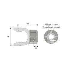 Machoire cannelée avec dimensions croisillon 27x74.6 Machoire cannelée avec dimensions croisillon 27x74.6