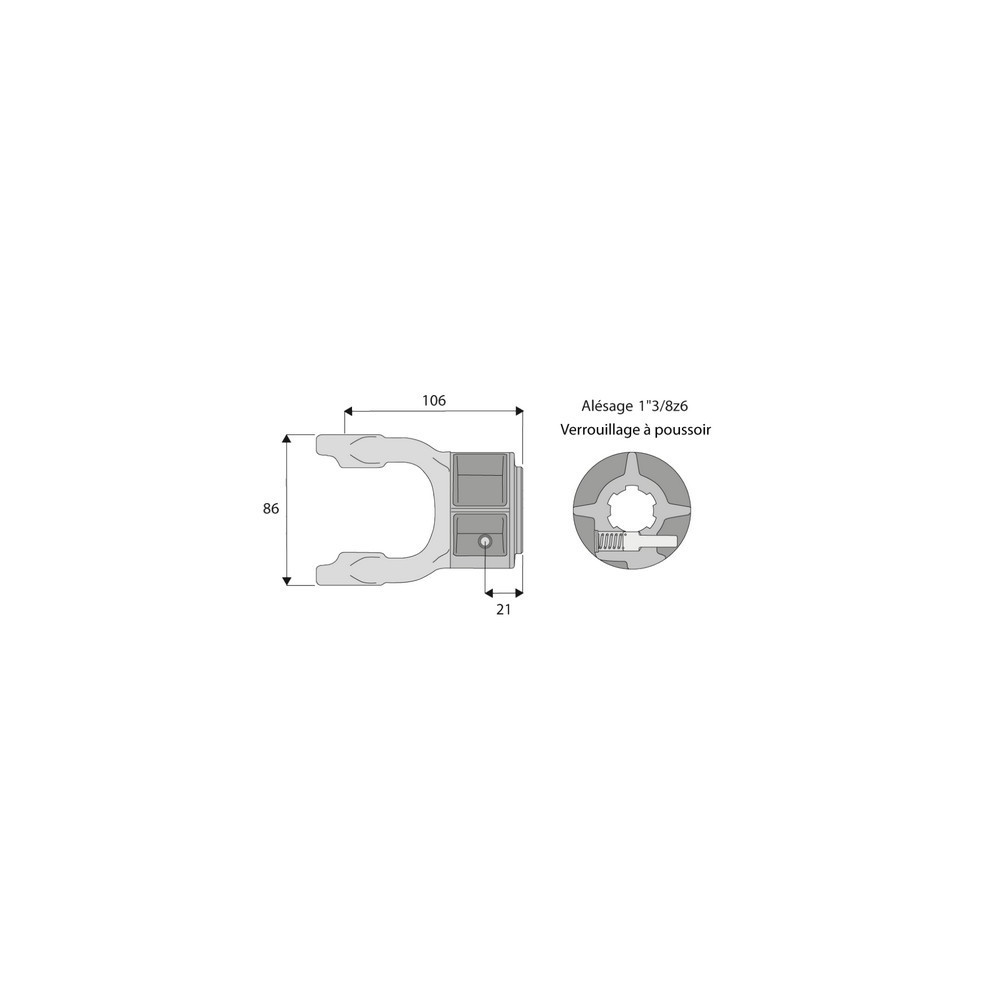 Machoire cannelée avec dimensions croisillon 27x74.6
