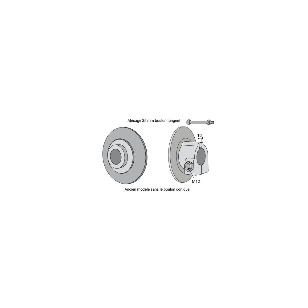 MOYEU LIMITEUR F2 ALESAGE 35 ET BOULON TANGEANT POUR LIMITEUR A FRICTION