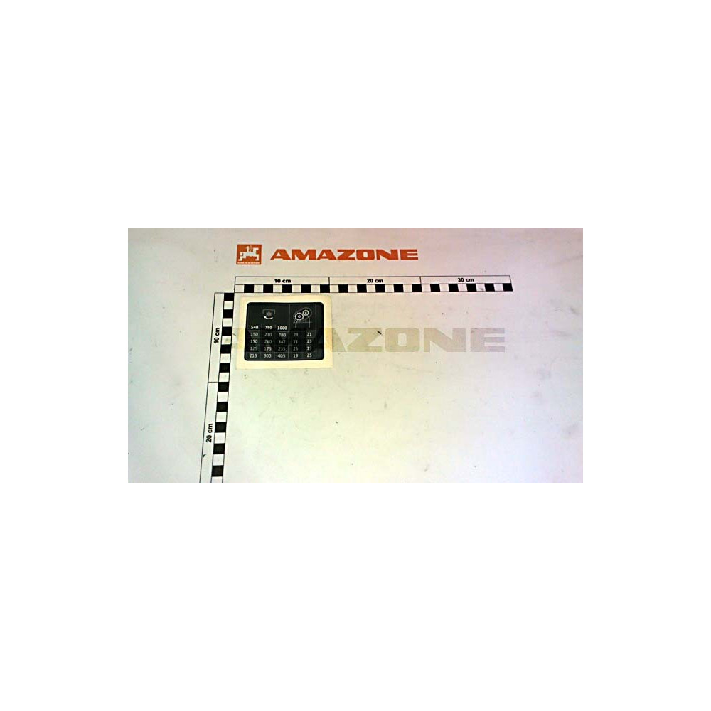 Autocollant rapport pignon KG01 ME1254 Amazone